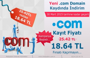 yeni .com domain kaydında indirim